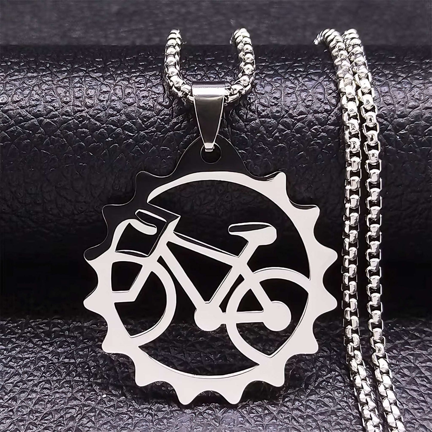Stainless Steel Bike Chain Pendant Necklace