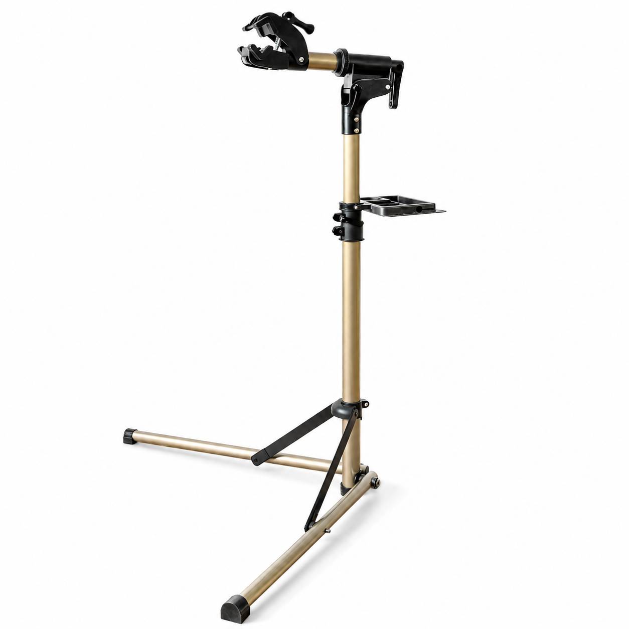 Foldable Bicycle Repair Stand with 360° Clamp & Tool Tray