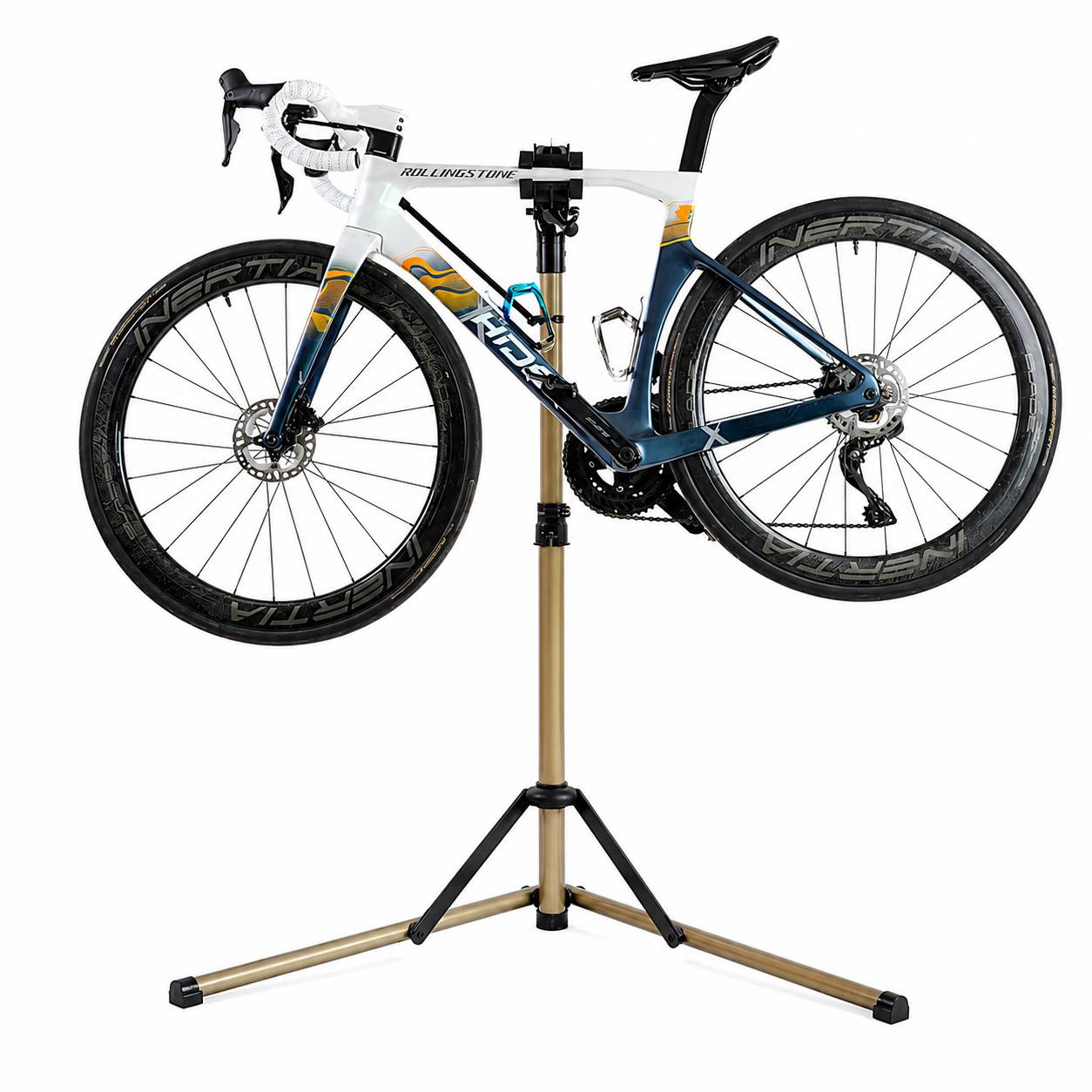 Foldable Bicycle Repair Stand with 360° Clamp & Tool Tray