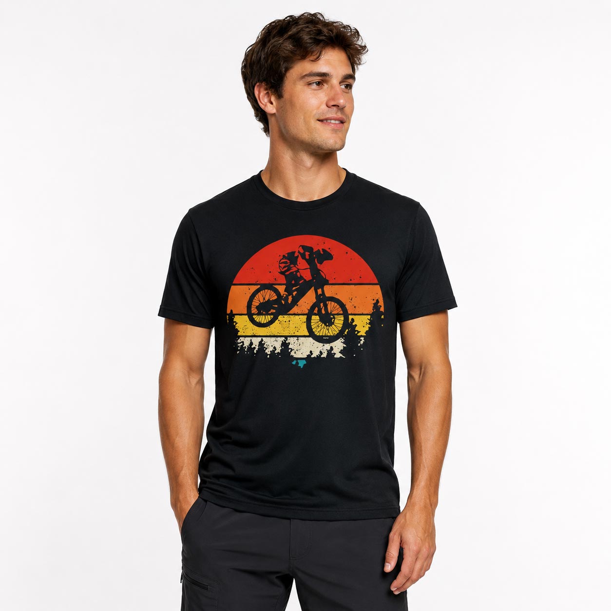 Vintage Sunset MTB Rider Graphic T-Shirt - Men's