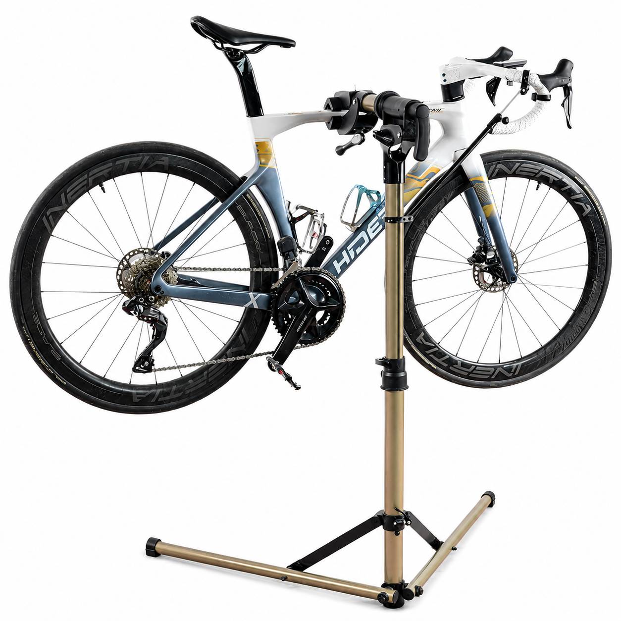 Foldable Bicycle Repair Stand with 360° Clamp & Tool Tray