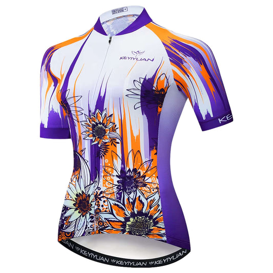BlazeBloom Women's Cycling Jersey – Fireburst Floral