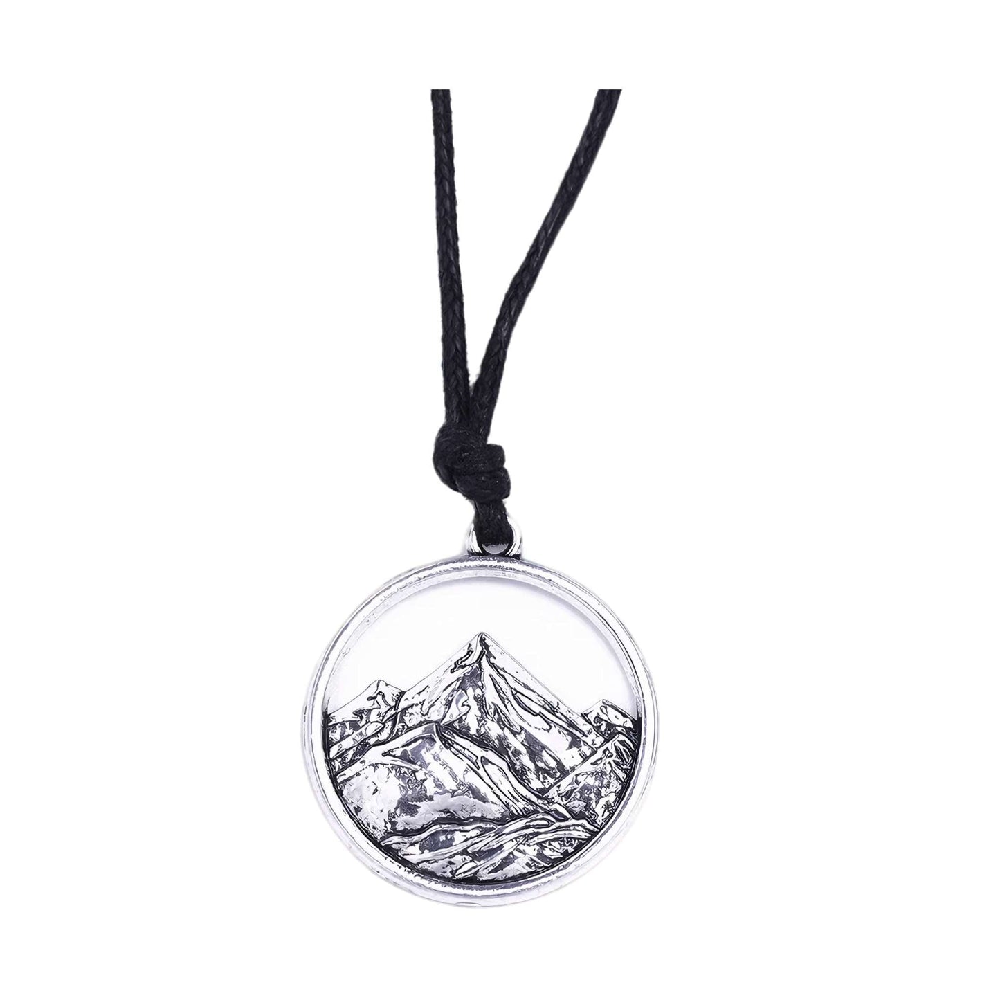 PeakLine Embossed Mountain Pendant Necklace – Silver-Tone