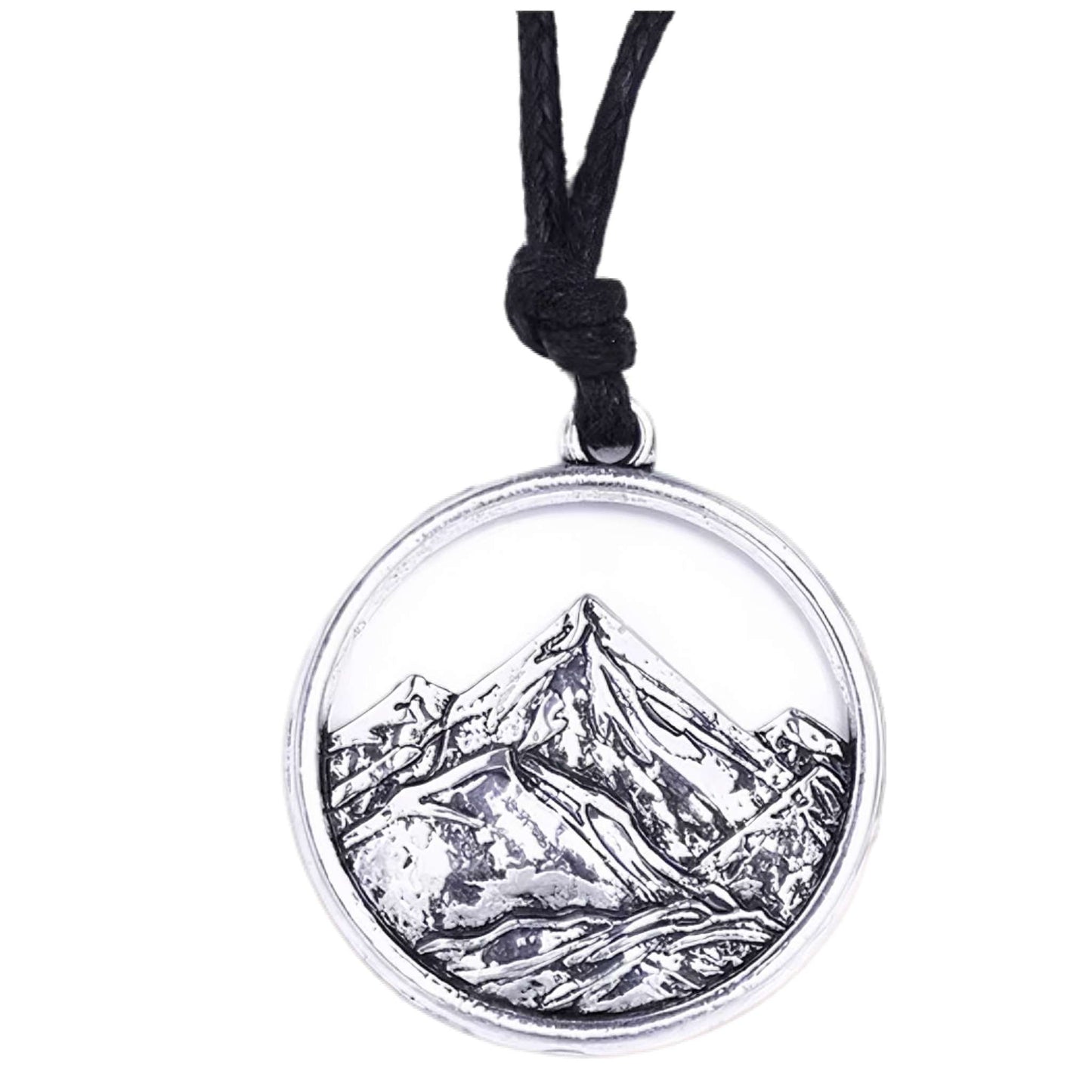 PeakLine Embossed Mountain Pendant Necklace – Silver-Tone