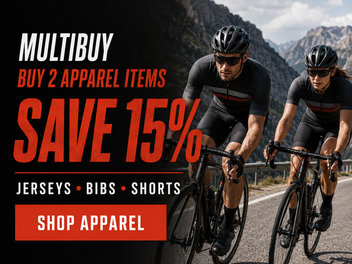 Buy two cycling apparel items and save 15%